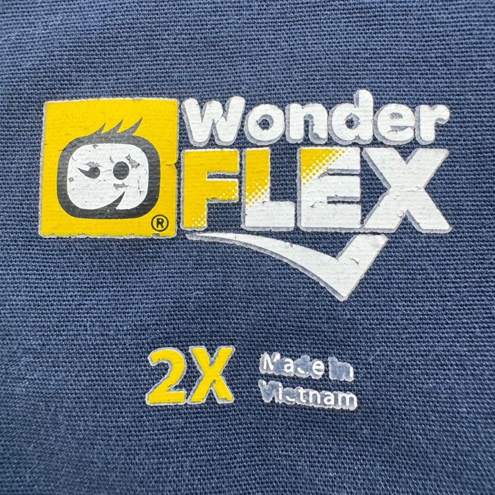 WonderFLEX Scrub Top 2X Womens Blue Green V Neck Short Sleeve Uniform - Picture 5 of 9